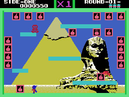 Bomb Jack running on the Sega SG-1000 / SC-3000 — in-game screenshot, 256×192, grabbed from the emulator