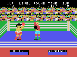 Champion Boxing running on the Sega SG-1000 / SC-3000 — in-game screenshot, 256×192, grabbed from the emulator