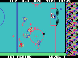 Champion Ice Hockey running on the Sega SG-1000 / SC-3000 — in-game screenshot, 256×192, grabbed from the emulator