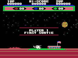 Choplifter running on the Sega SG-1000 / SC-3000 — in-game screenshot, 256×192, grabbed from the emulator