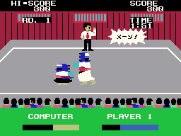 Champion Kendou running on the Sega SG-1000 / SC-3000 — in-game screenshot, 256×192, grabbed from the emulator