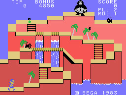 Congo Bongo running on the Sega SG-1000 / SC-3000 — in-game screenshot, 256×192, grabbed from the emulator