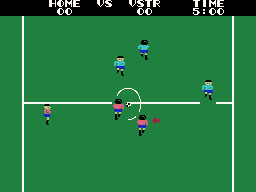 Champion Soccer running on the Sega SG-1000 / SC-3000 — in-game screenshot, 256×192, grabbed from the emulator