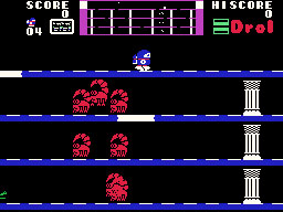 Drol running on the Sega SG-1000 / SC-3000 — in-game screenshot, 256×192, grabbed from the emulator
