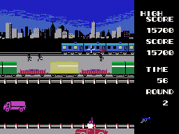 Golgo 13 running on the Sega SG-1000 / SC-3000 — in-game screenshot, 256×192, grabbed from the emulator