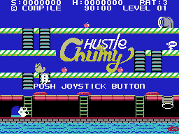Hustle Chumy running on the Sega SG-1000 / SC-3000 — in-game screenshot, 256×192, grabbed from the emulator