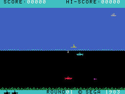 N-Sub running on the Sega SG-1000 / SC-3000 — in-game screenshot, 256×192, grabbed from the emulator