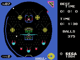 Pachinko II running on the Sega SG-1000 / SC-3000 — in-game screenshot, 256×192, grabbed from the emulator