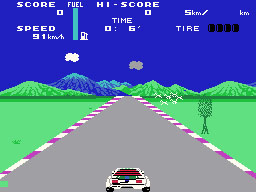 Safari Race running on the Sega SG-1000 / SC-3000 — in-game screenshot, 256×192, grabbed from the emulator