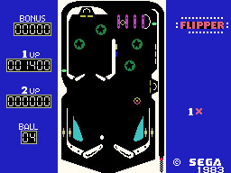 Sega Flipper running on the Sega SG-1000 / SC-3000 — in-game screenshot, 256×192, grabbed from the emulator