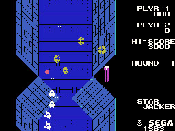 Star Jacker running on the Sega SG-1000 / SC-3000 — in-game screenshot, 256×192, grabbed from the emulator