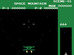 Space Mountain running on the Sega SG-1000 / SC-3000 — in-game screenshot, 256×192, grabbed from the emulator