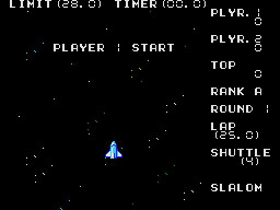 Space Slalom running on the Sega SG-1000 / SC-3000 — in-game screenshot, 256×192, grabbed from the emulator