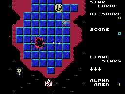 Star Force running on the Sega SG-1000 / SC-3000 — in-game screenshot, 256×192, grabbed from the emulator