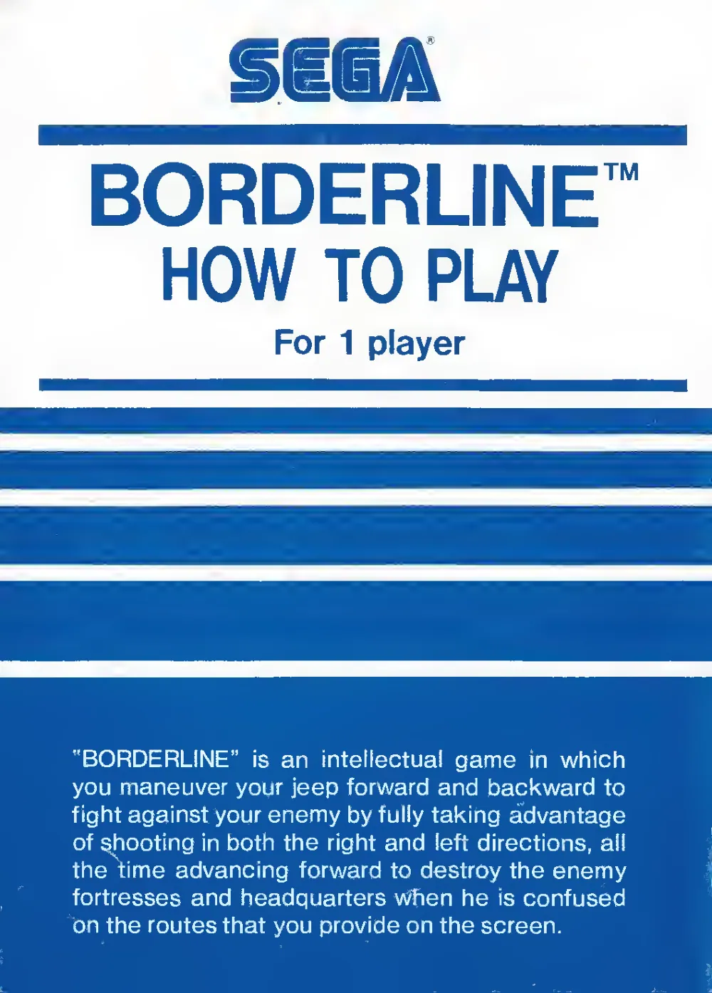 Borderline (1983) — first page of the printed manual, scanned; 6 pages in all