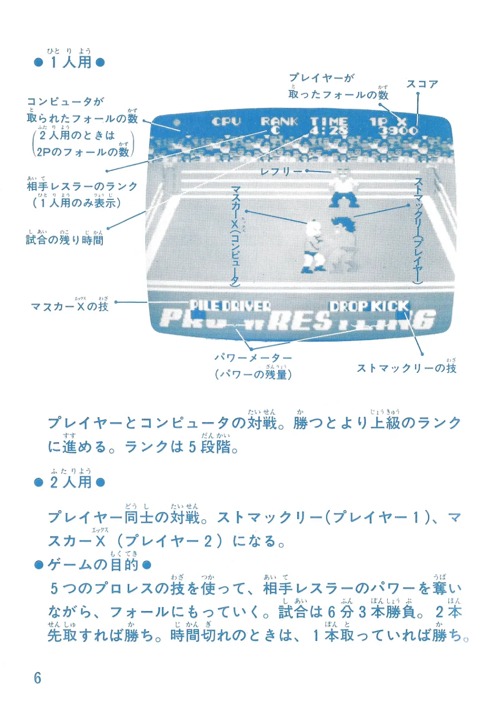 Champion Pro Wrestling チャンピオンプロレス Manual SG-1000 — page 7 of 23, scanned from the printed manual