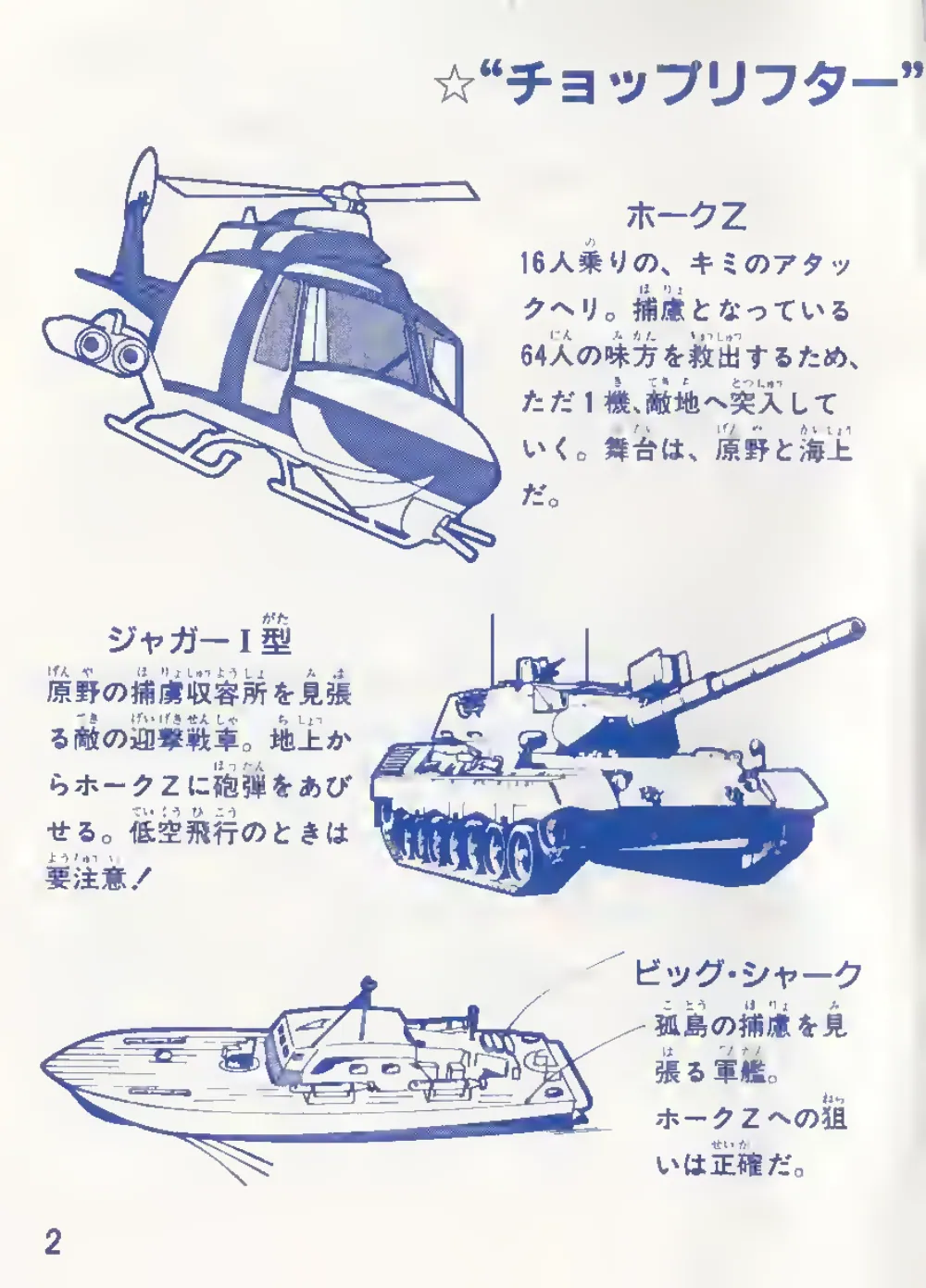 Choplifter (1985) — page 3 of 19, scanned from the printed manual