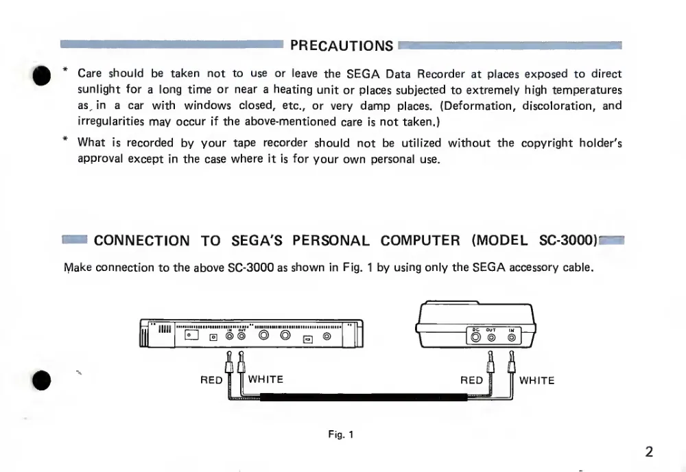 Data Recorder SR-1000 Operation Manual (1983) — page 3 of 12, scanned from the printed manual
