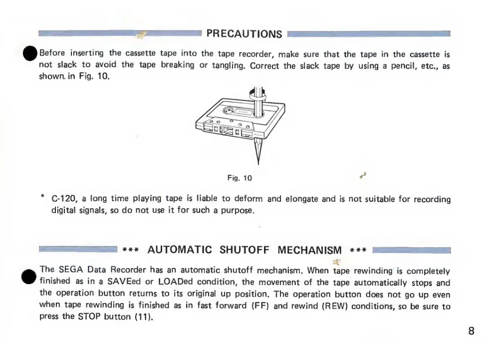 Data Recorder SR-1000 Operation Manual (1983) — page 9 of 12, scanned from the printed manual