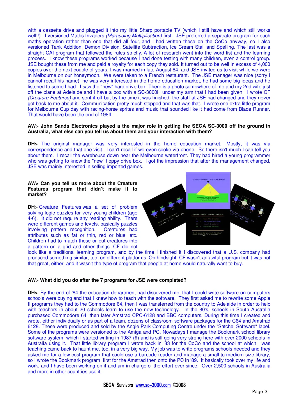 Interview with Dean Hodgson — page 2 of 5, scanned from the printed manual