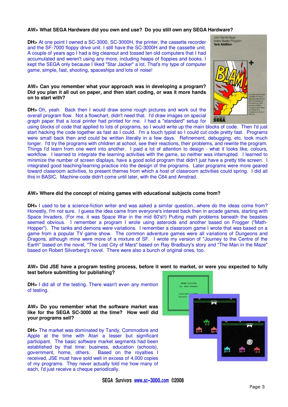 Interview with Dean Hodgson — page 3 of 5, scanned from the printed manual