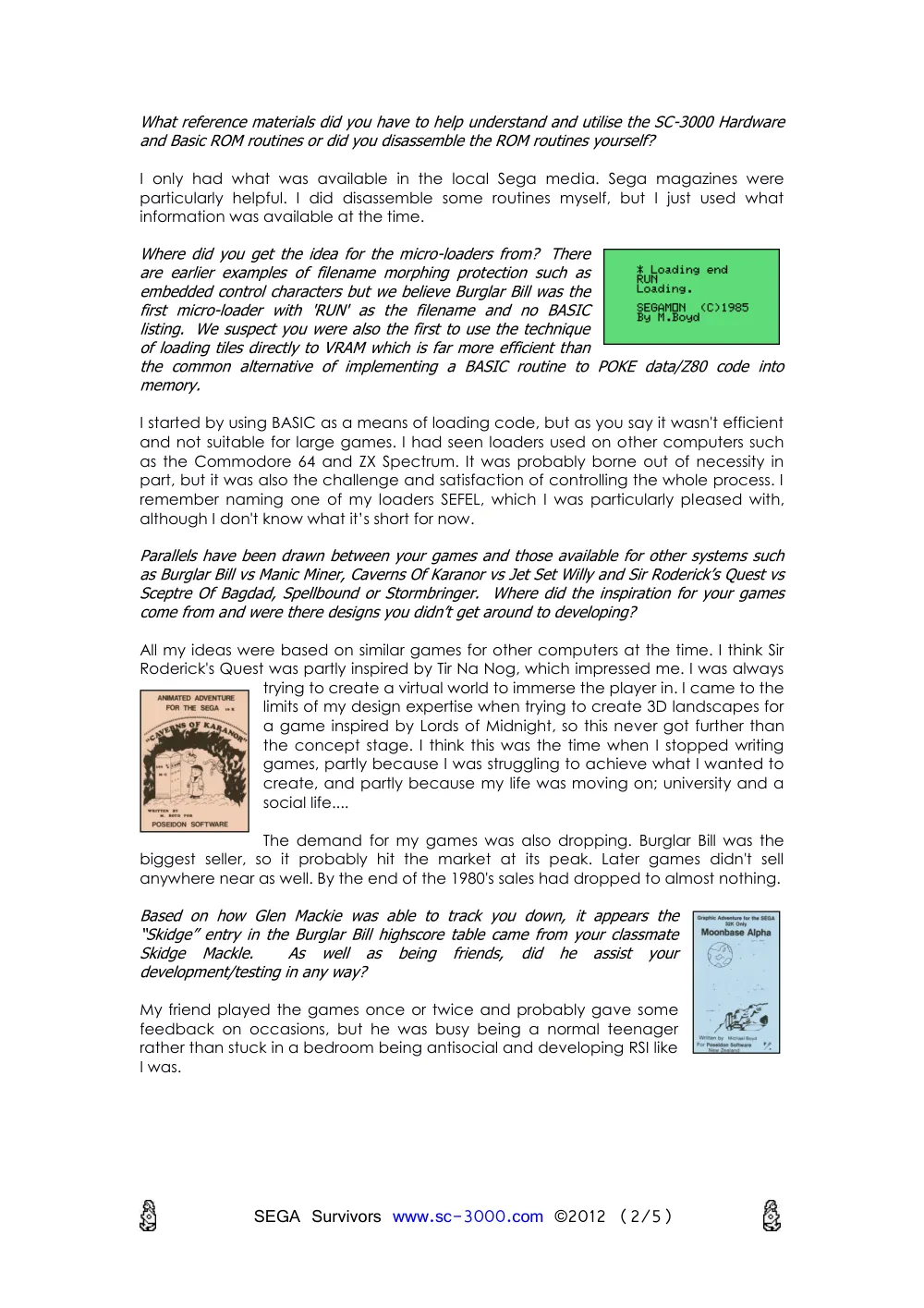 Interview with Michael Boyd — page 2 of 5, scanned from the printed manual