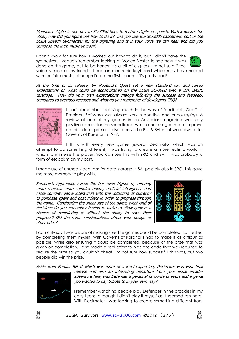 Interview with Michael Boyd — page 3 of 5, scanned from the printed manual