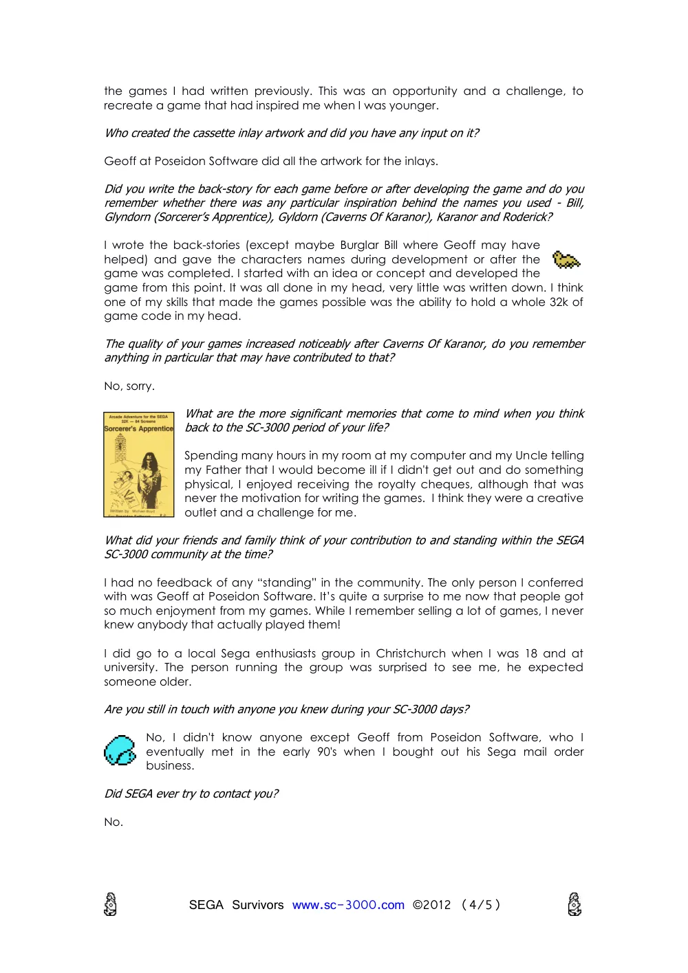 Interview with Michael Boyd — page 4 of 5, scanned from the printed manual