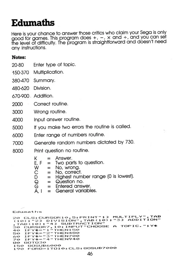 More Than 50 Programs for the sc-3000 — page 49 of 78, scanned from the printed manual