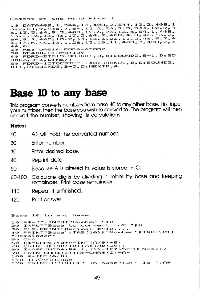 More Than 50 Programs for the sc-3000 — page 52 of 78, scanned from the printed manual