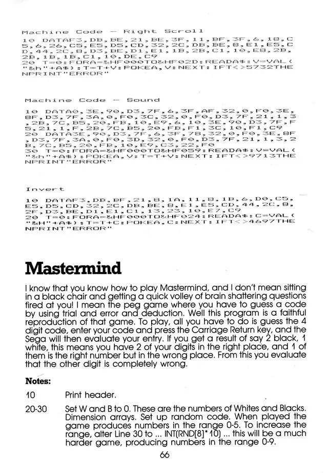More Than 50 Programs for the sc-3000 — page 69 of 78, scanned from the printed manual