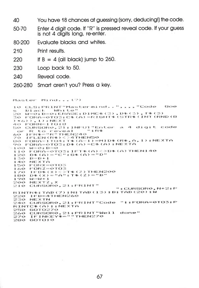 More Than 50 Programs for the sc-3000 — page 70 of 78, scanned from the printed manual