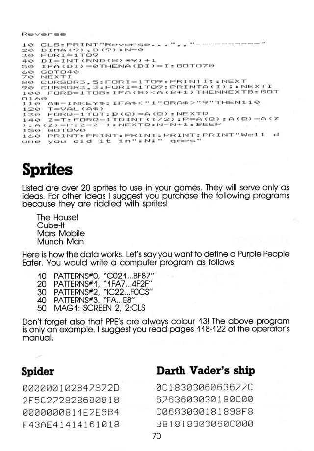 More Than 50 Programs for the sc-3000 — page 73 of 78, scanned from the printed manual