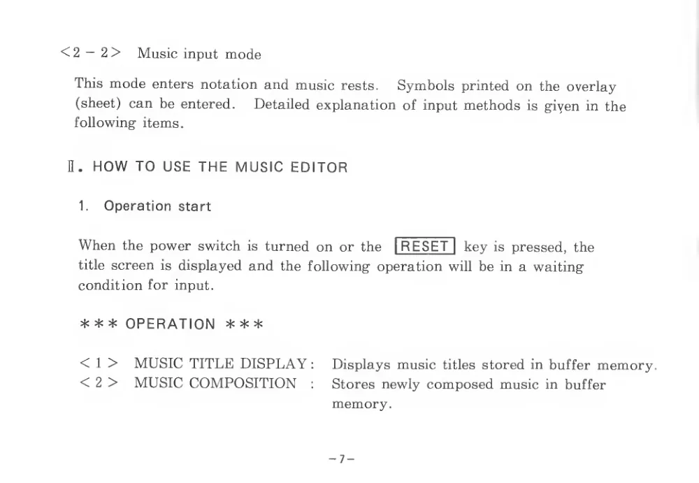 Music Editor (1983) — page 10 of 34, scanned from the printed manual