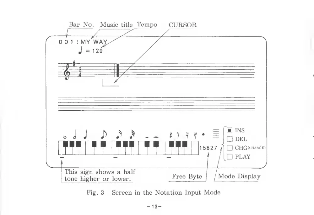 Music Editor (1983) — page 16 of 34, scanned from the printed manual