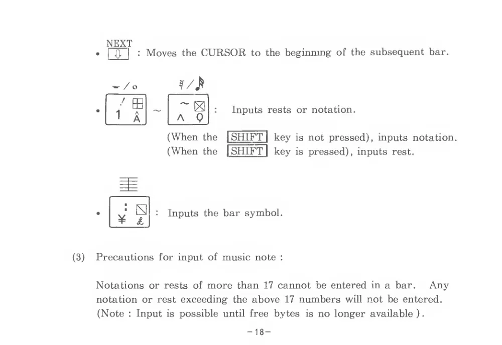 Music Editor (1983) — page 21 of 34, scanned from the printed manual
