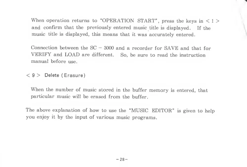 Music Editor (1983) — page 31 of 34, scanned from the printed manual