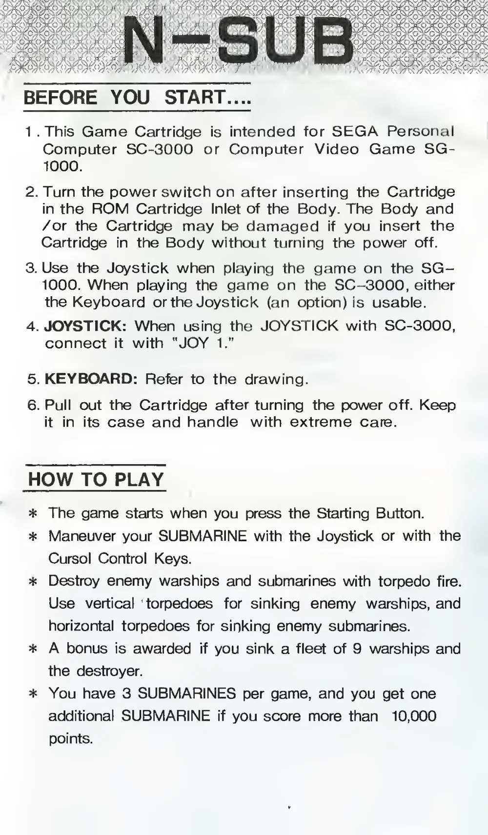 N-Sub (1983) — page 4 of 6, scanned from the printed manual