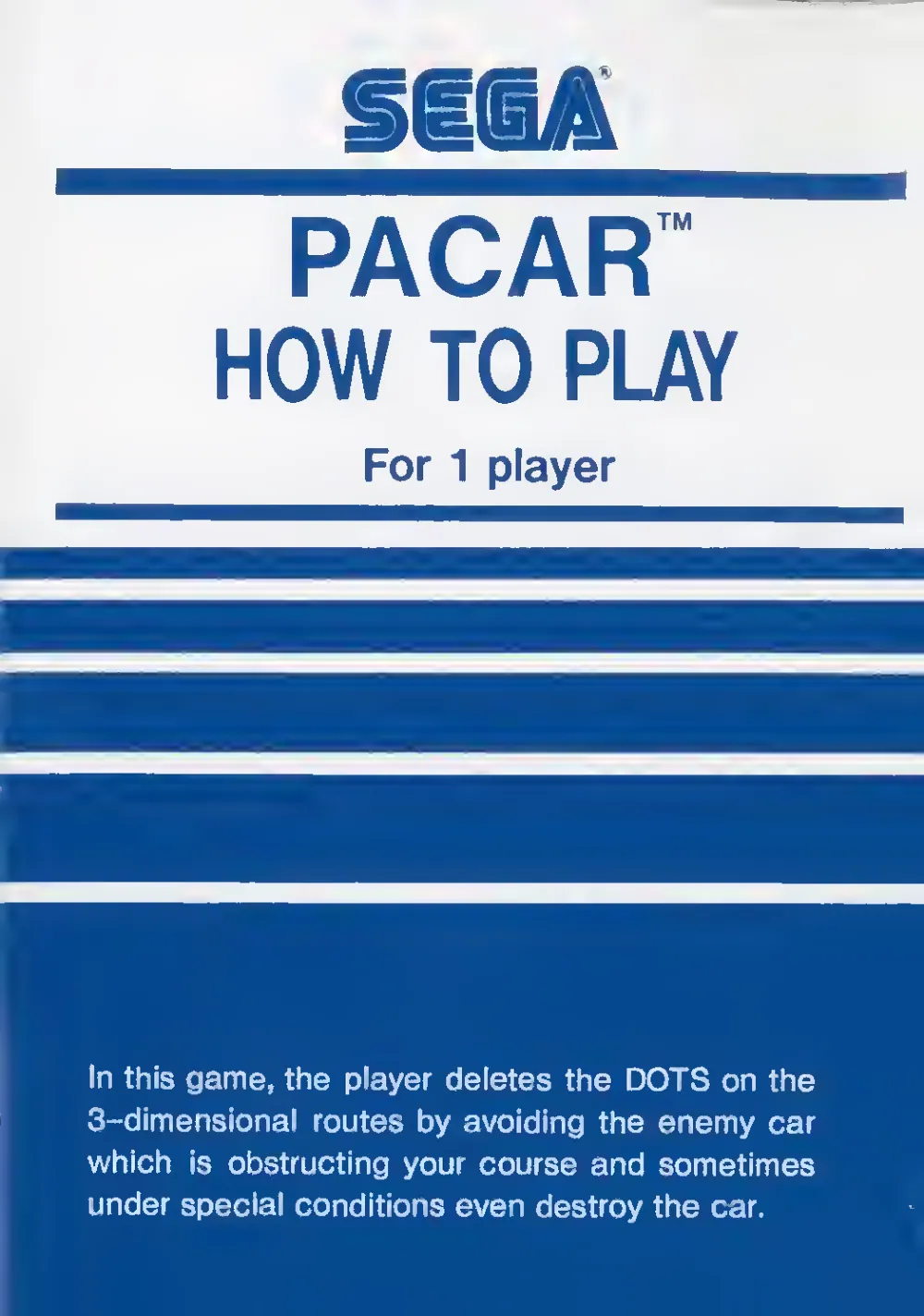 Pacar (1984) — page 1 of 6, scanned from the printed manual