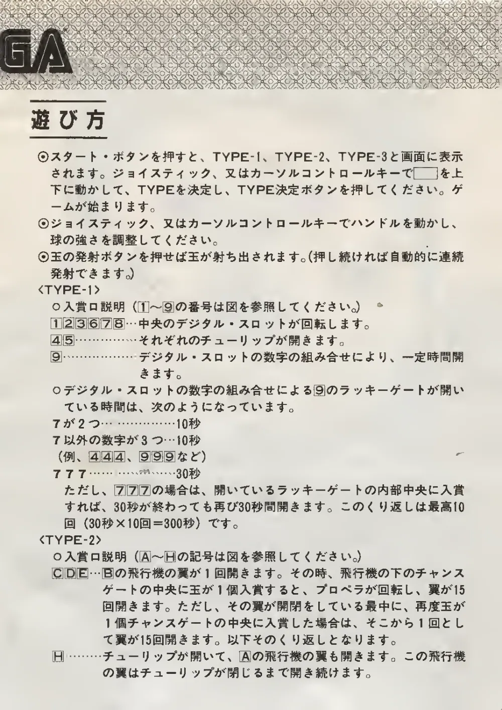 Pachinko II (1984) — page 4 of 8, scanned from the printed manual