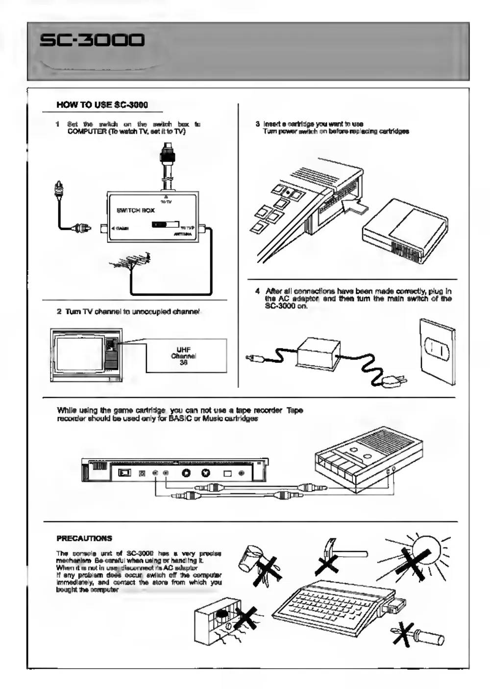 SC-3000 Users Manual (1983) — page 3 of 4, scanned from the printed manual