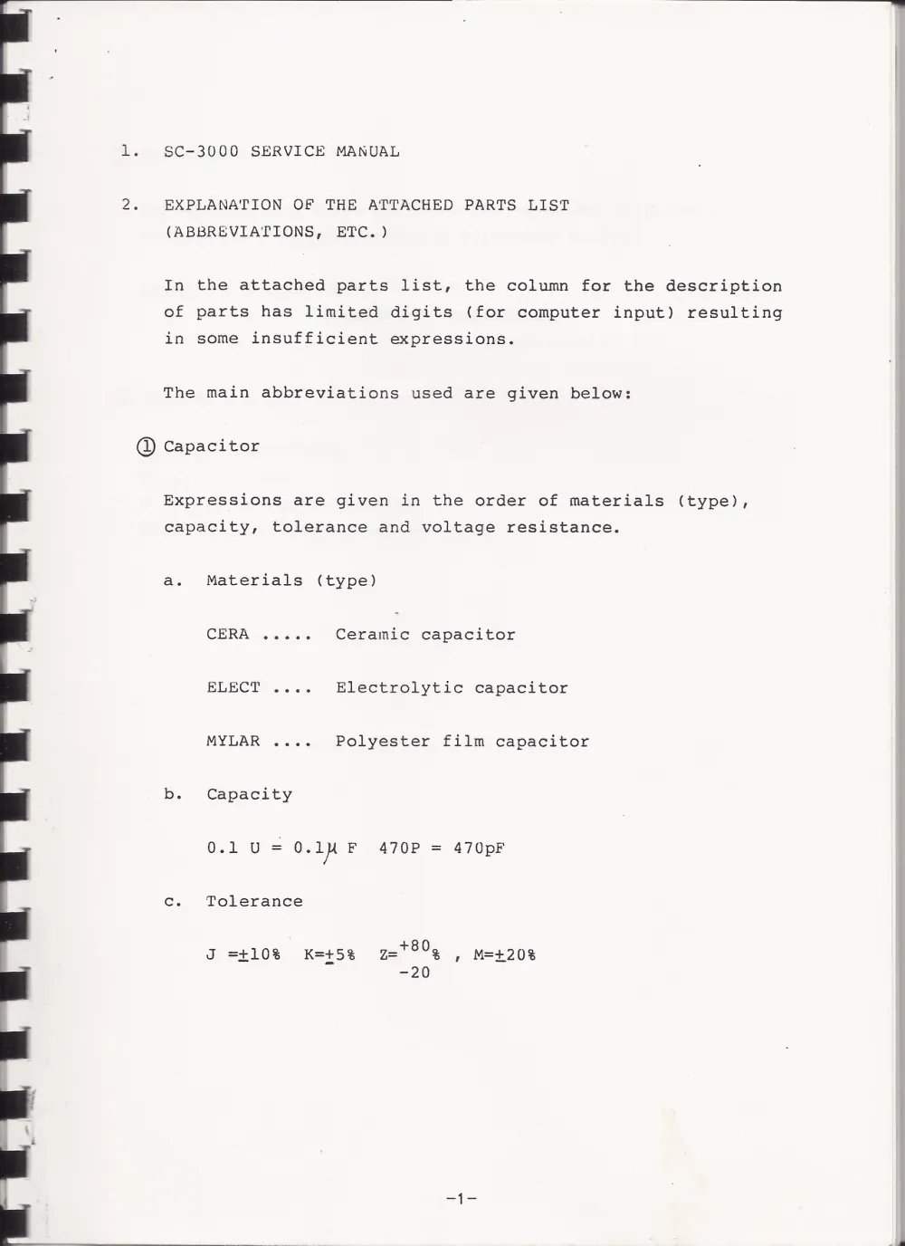 SC-3000ServiceManual — page 2 of 34, scanned from the printed manual