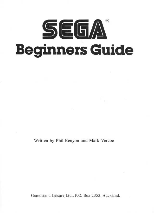 SEGA beginners-guide — page 2 of 72, scanned from the printed manual