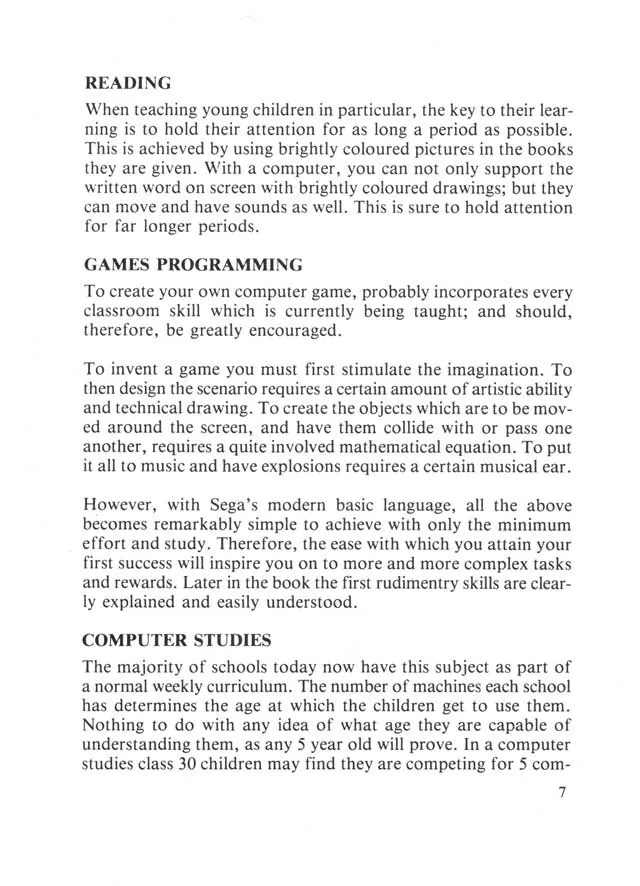 SEGA beginners-guide — page 7 of 72, scanned from the printed manual