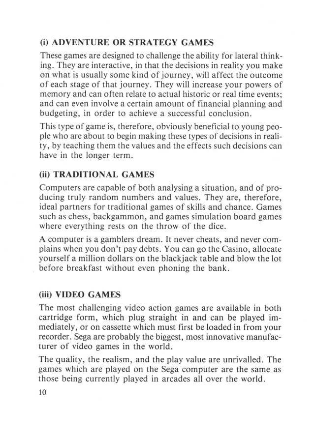SEGA beginners-guide — page 10 of 72, scanned from the printed manual