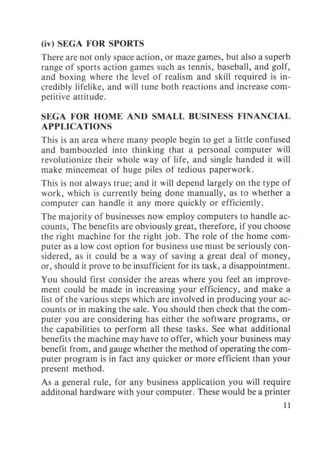 SEGA beginners-guide — page 11 of 72, scanned from the printed manual