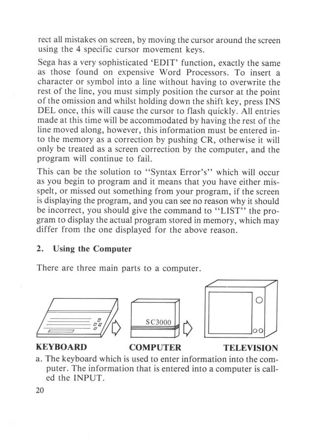 SEGA beginners-guide — page 20 of 72, scanned from the printed manual