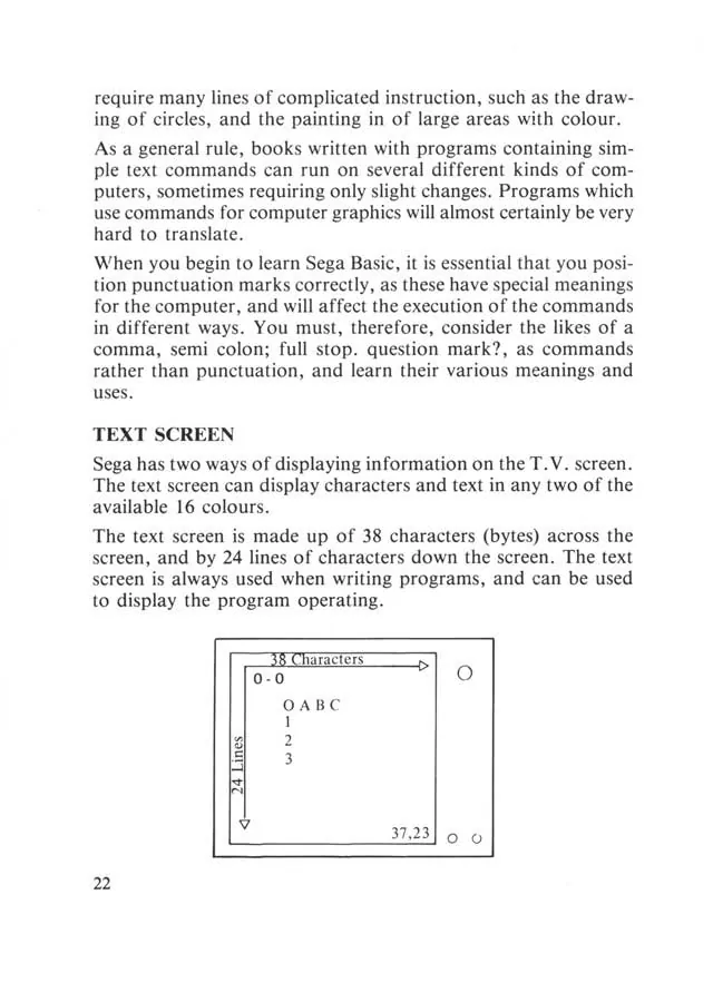 SEGA beginners-guide — page 22 of 72, scanned from the printed manual