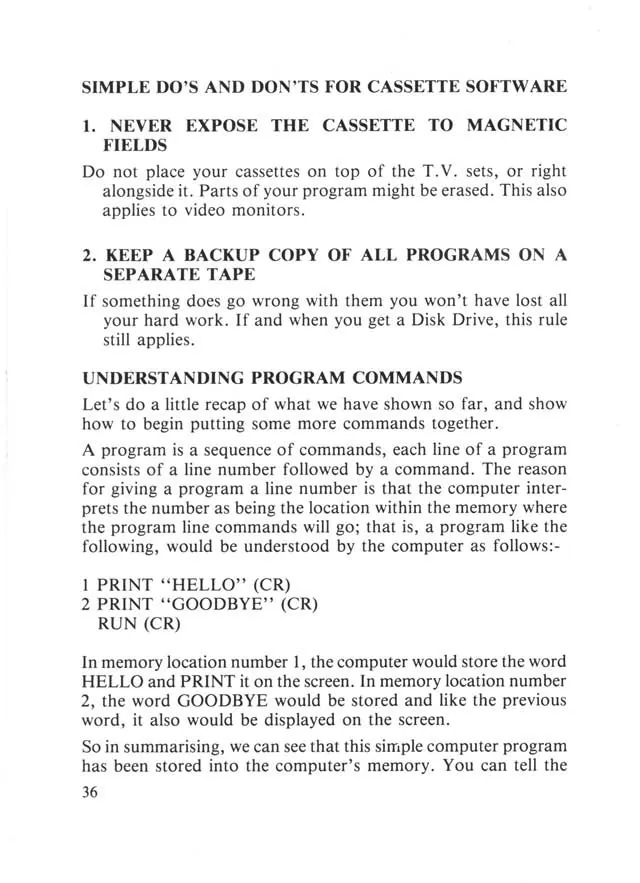 SEGA beginners-guide — page 36 of 72, scanned from the printed manual
