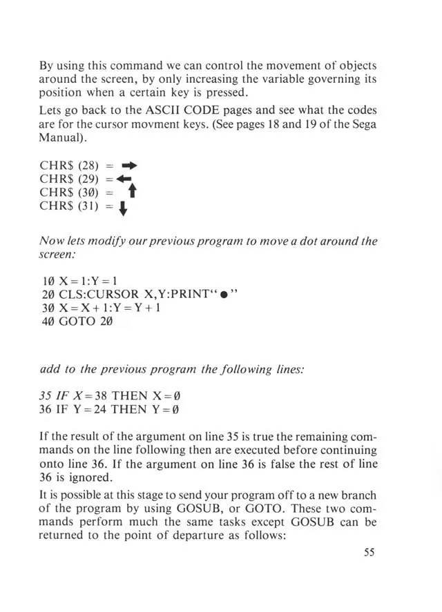 SEGA beginners-guide — page 55 of 72, scanned from the printed manual
